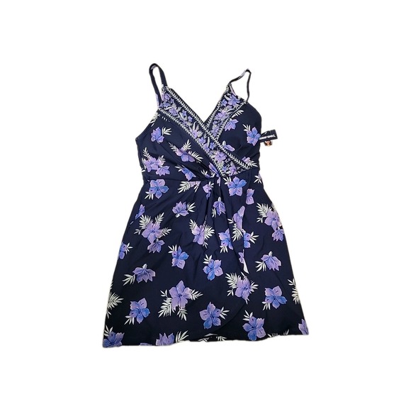 Lands End Other - Lands End One Piece Swimwear Adult Small Blue Floral Swim Beach Lake Poo Small